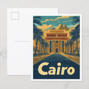 Cairo Egypt Vintage Travel Illustration Postcard