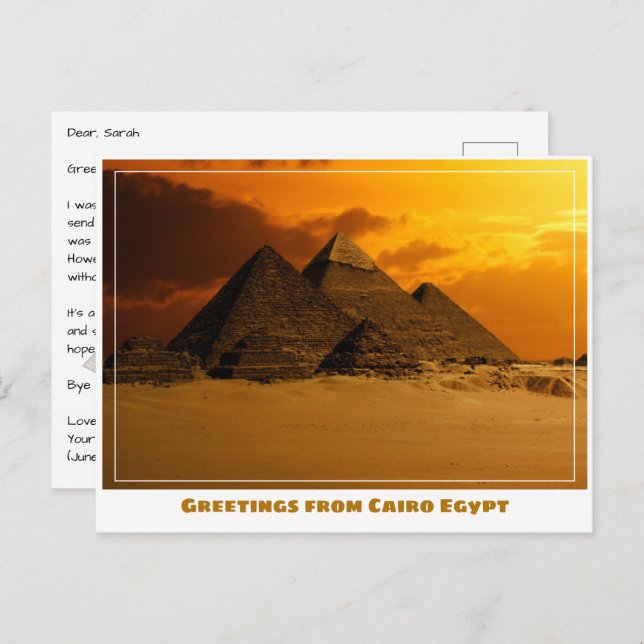 Cairo Egypt with Pyramids Postcard (Front/Back)