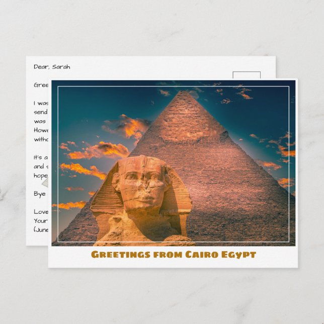 Cairo Egypt with Sphinx Postcard (Front/Back)