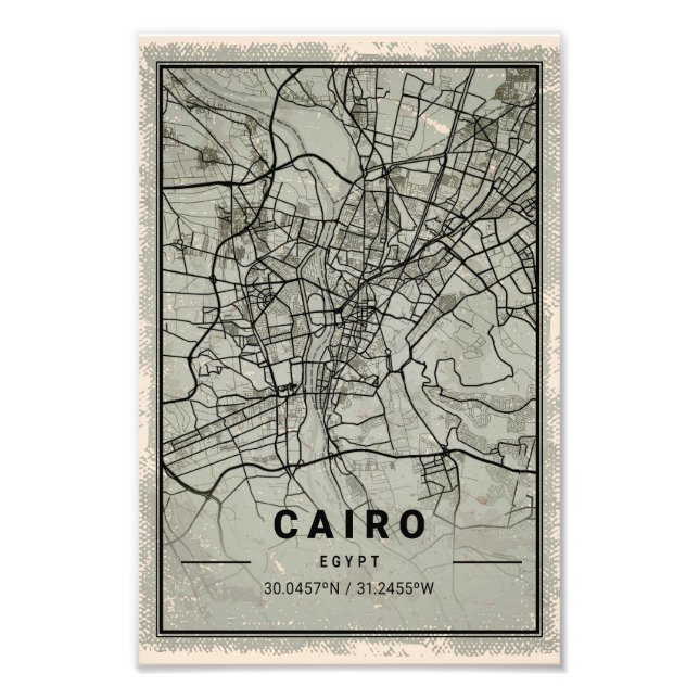 Cairo map print poster canvas | Egypt (Front)