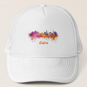 Cairo skyline in watercolor trucker hat