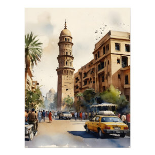 Cairo watercolor art photo print