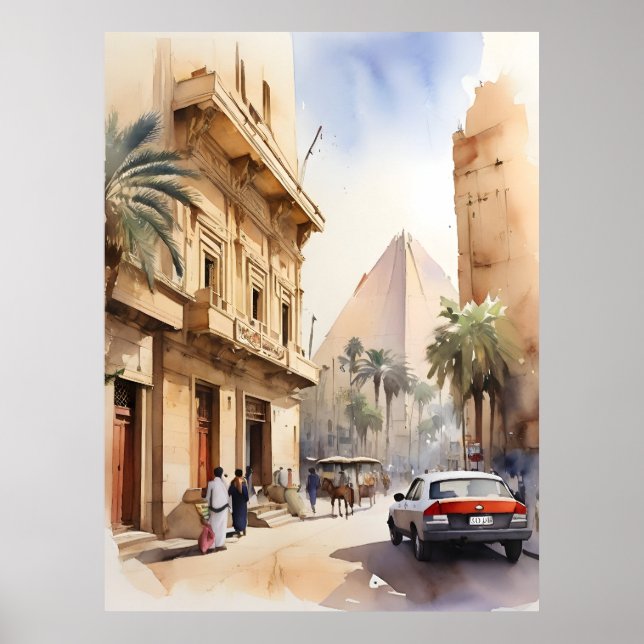 Cairo watercolor art poster (Front)