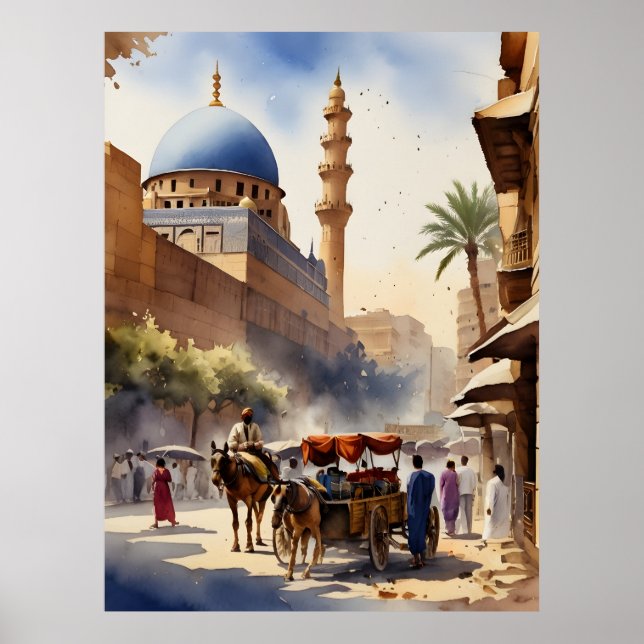 Cairo watercolor art poster (Front)