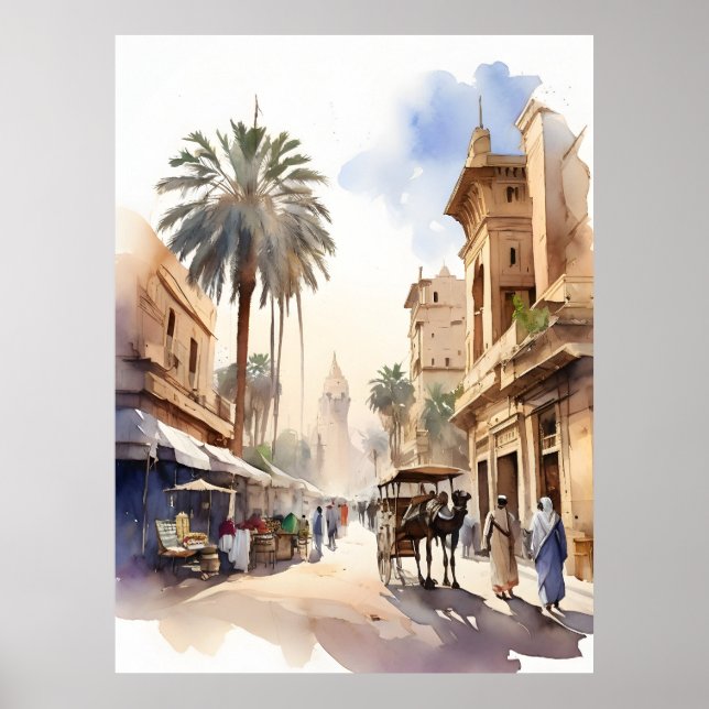 Cairo watercolor art poster (Front)