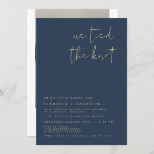 CAITLIN Edgy Navy Gold Photo Elopement Reception Invitation