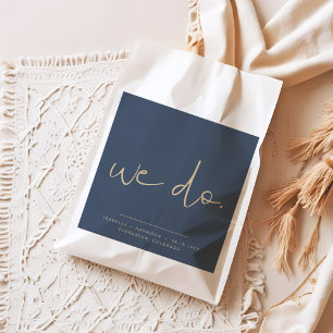CAITLIN Elegant Edgy Navy and Gold We Do Wedding Favour Bag