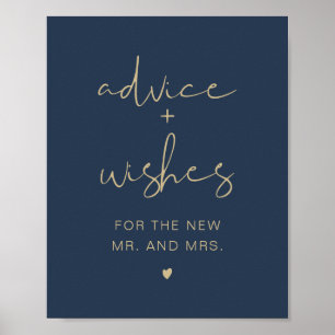 CAITLIN Elegant Navy & Gold Advice & Wishes Sign