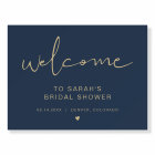 CAITLIN Elegant Navy Gold Bridal Shower Welcome Fo