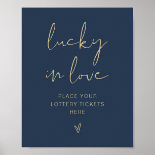 CAITLIN Modern Navy and Gold Lucky in Love Sign
