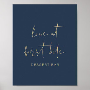 CAITLIN Modern Navy Blue and Gold Dessert Bar Poster