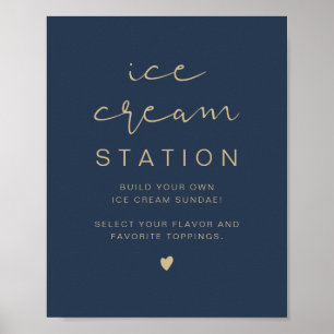 CAITLIN Navy and Gold Modern Ice Cream Station Poster