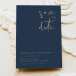 CAITLIN- Navy and Gold Modern Save the Date Invitation<br><div class="desc">This save the date features an edgy handwritten font and modern minimalist design. Easily edit *most* wording to meet your needs and edit all colours to your liking. The  romantic navy and gold colour combination makes it the perfect addition to your winter or modern wedding.</div>
