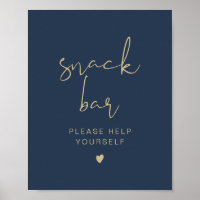 CAITLIN Navy and Gold Modern Snack Bar Poster