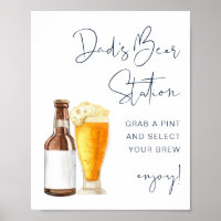 CAITLIN Navy Baby Shower Dad's Beer Station Sign