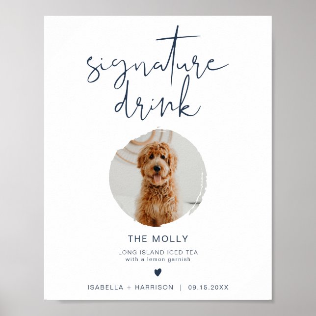 CAITLIN Navy Blue 1 Photo Pet Signature Drink Poster (Front)
