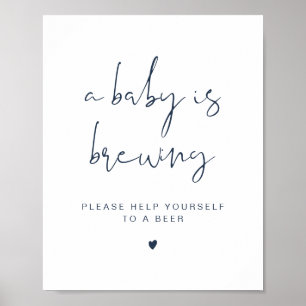 CAITLIN Navy Blue A Baby is Brewing Beer Sign