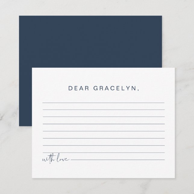 CAITLIN Navy Blue Children's Time Capsule  Enclosure Card (Front/Back)