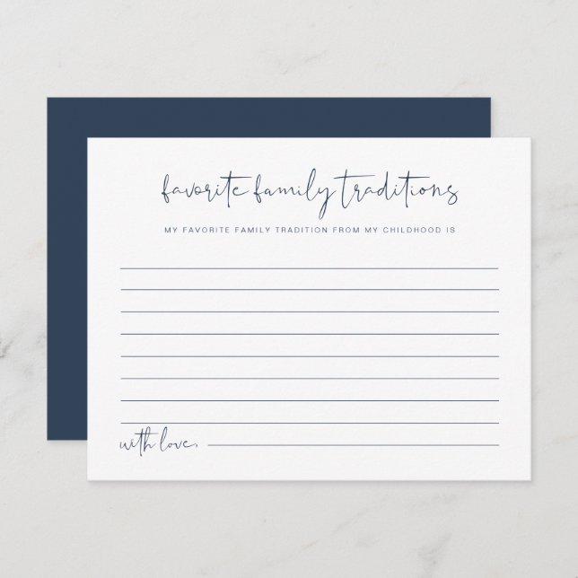CAITLIN Navy Blue Family Traditions Baby Game Enclosure Card (Front/Back)