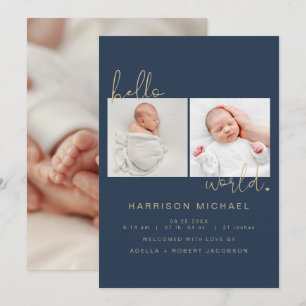 CAITLIN Navy Blue Newborn Photo Announcement