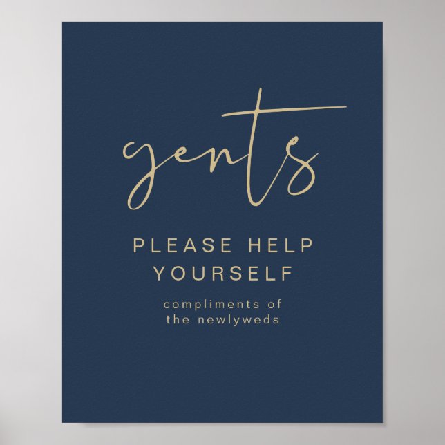 CAITLIN Navy & Gold Gents Bathroom Toiletry  Poster (Front)