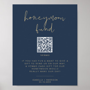 CAITLIN Navy & Gold Honeymoon Fund Wedding Sign