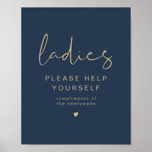 CAITLIN Navy & Gold Ladies Bathroom Toiletry Poster
