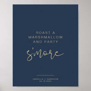 CAITLIN Navy & Gold Minimalist S'mores Bar Sign