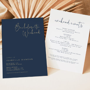 CAITLIN- Navy Gold Modern Minimalist Bachelorette Invitation