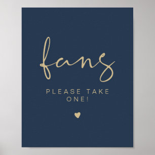 CAITLIN Navy & Gold Please Take a Fan Wedding Sign