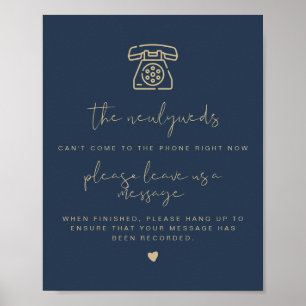 CAITLIN Navy & Gold Telephone Guestbook Sign 