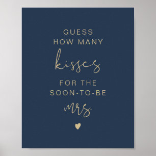 CAITLIN Navy Guess How Many Kisses Bridal Sign