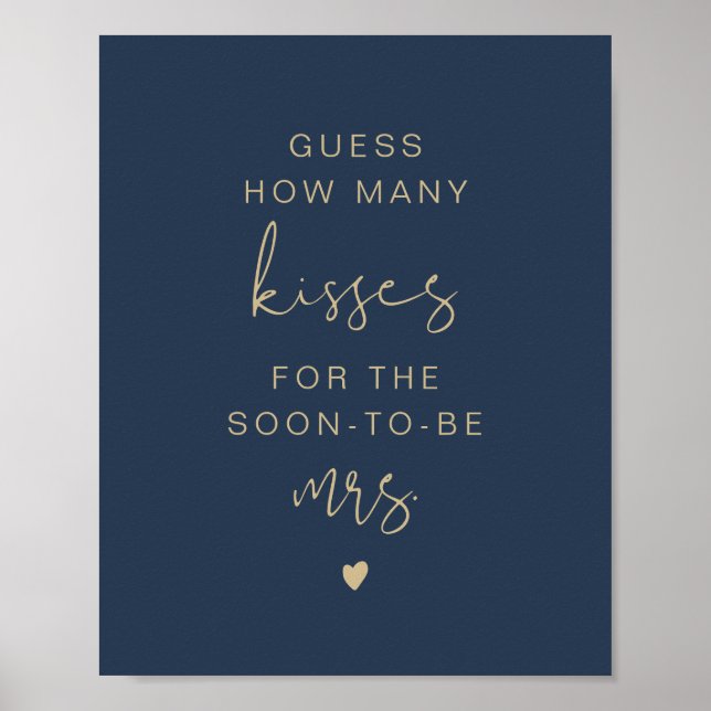 CAITLIN Navy Guess How Many Kisses Bridal Sign (Front)