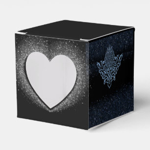 Caja de regalo con decoración y purpurina azul favour box