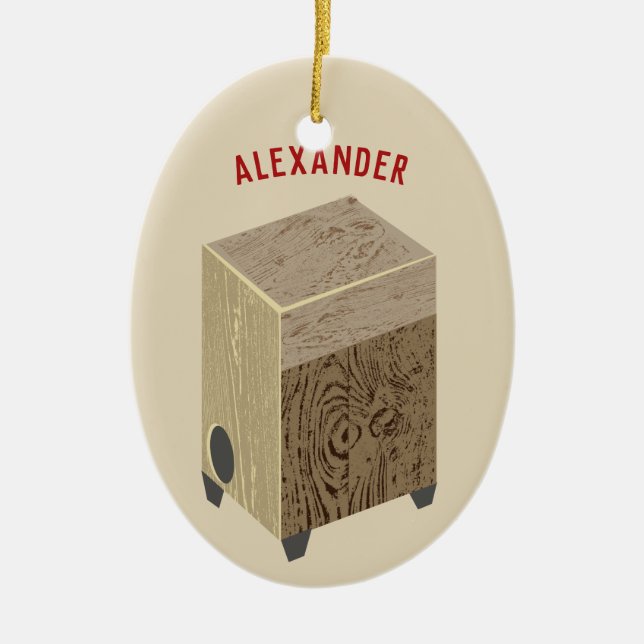 Cajon Drum Personalised Christmas Ornament (Front)