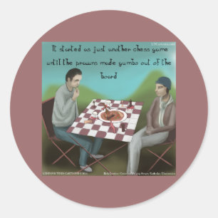 Cajun Chess Funny Cartoon Classic Round Sticker