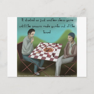 Cajun Chess Funny Cartoon Postcard