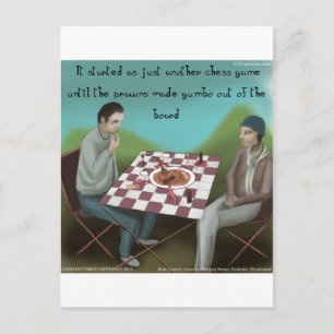 Cajun Chess Funny Cartoon Postcard