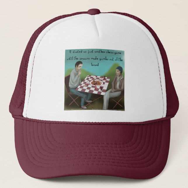Cajun Chess Funny Cartoon Trucker Hat (Front)