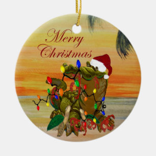 Cajun Christmas on the bayou Holiday coasters. Ceramic Ornament