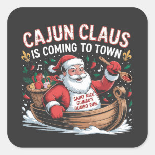 Cajun Clause Is Coming to Town Christmas Krampus Square Sticker