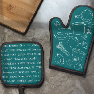 Cajun Cooking Essentials Oven Mitt and Pot Holders Oven Mitt & Pot Holder Set