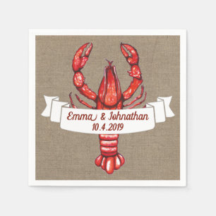 Cajun Crawfish & Faux Burlap   Personalised Napkin