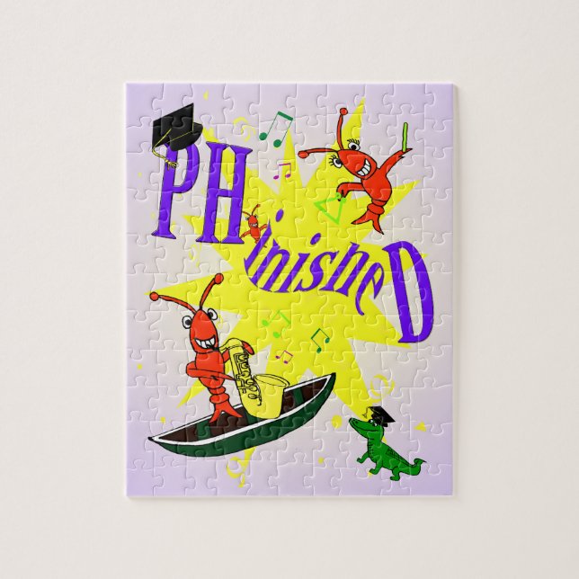 Cajun Crawfish PhD "PHinisheD" Finished Jigsaw Puzzle (Vertical)