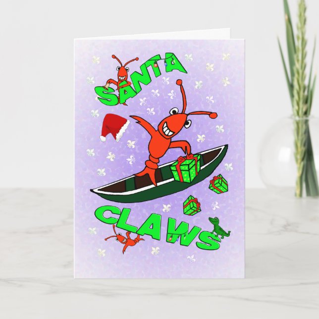 Cajun Crawfish Santa Claws Christmas Holiday Card (Front)