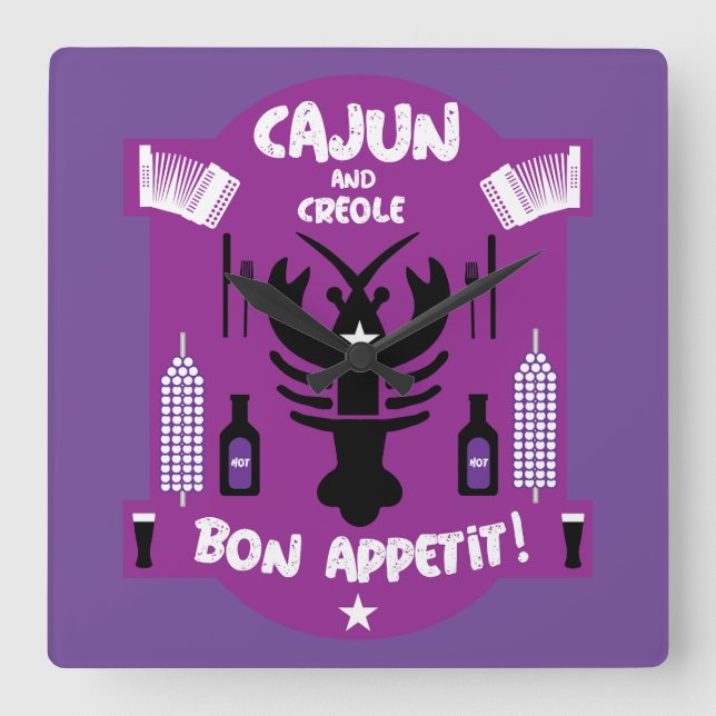 Cajun & Creole Cooks Square Wall Clock (Front)