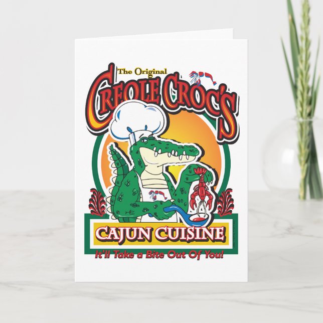 Cajun Creole Mardi Gras Crocodile Card (Front)
