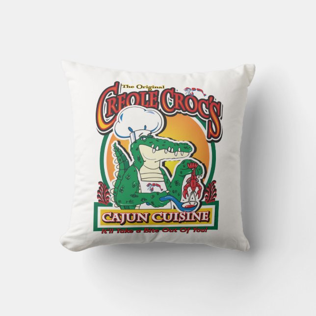 Cajun Creole Mardi Gras Crocodile Cushion (Front)
