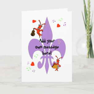 Cajun Fleur de Lis Crawfish Personalised Greeting Card