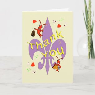 Cajun Fleur de Lis Crawfish Thank You Card